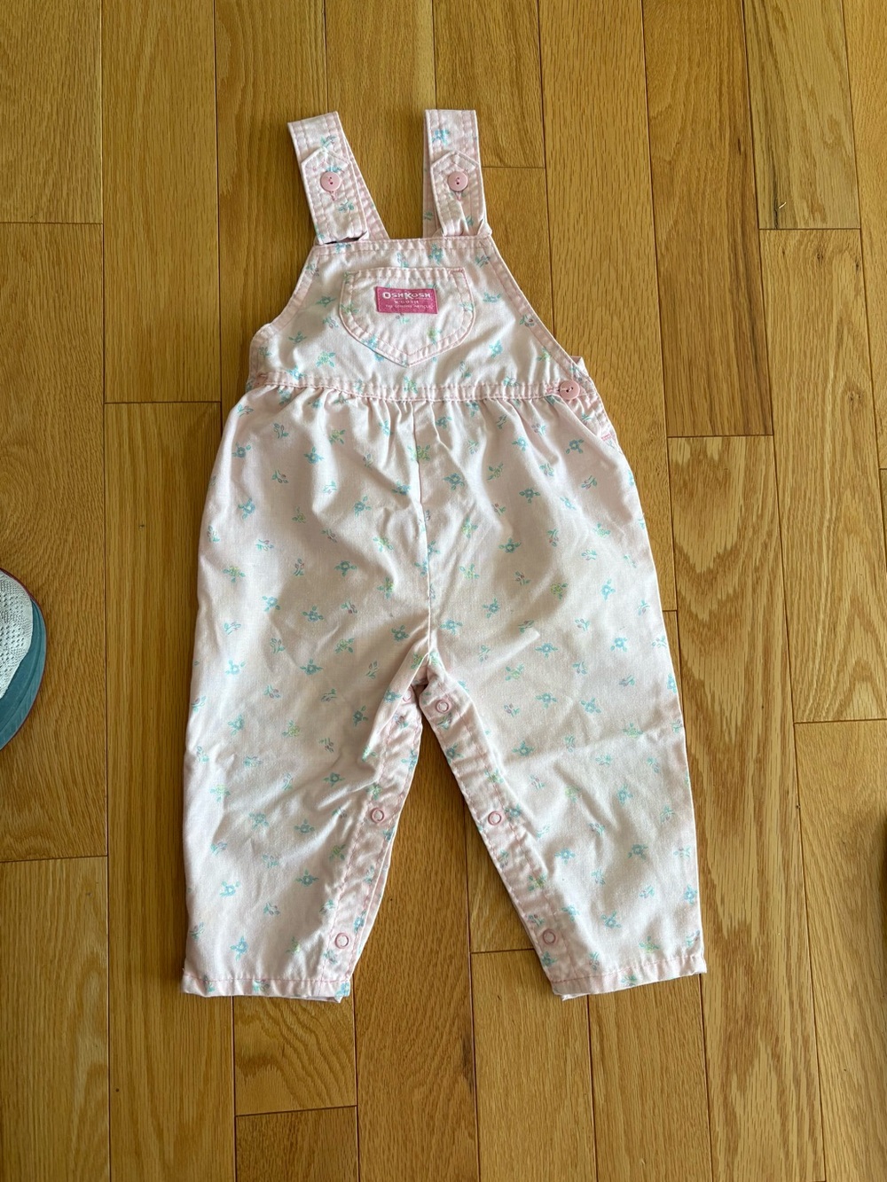 Vintage OshKosh Pink Floral Overalls 24 Month with Bow Back